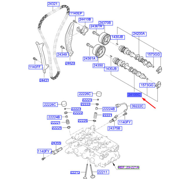 2410004110 - Hyundai Kona MK1 Inlet Camshaft 2410004110, New Original