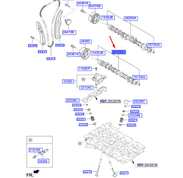 241002B770 - Hyundai Kona MK1 Inlet Camshaft 241002B770, New Original