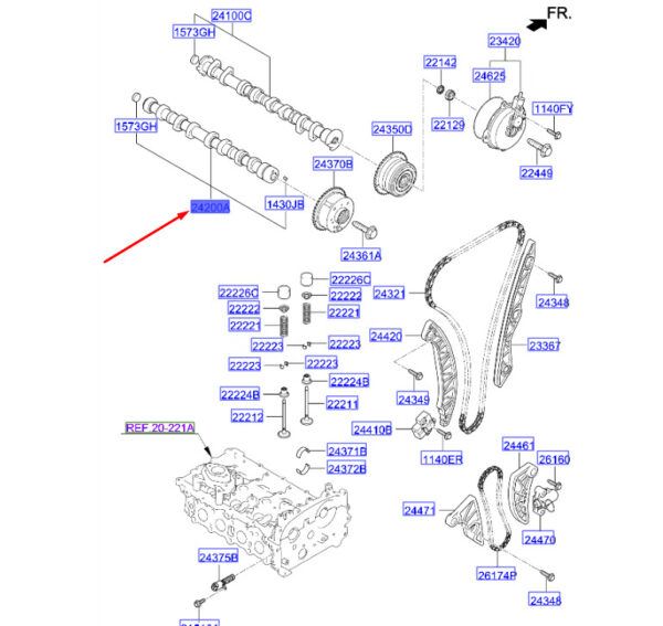 242002GGA0 - Kia Sportage QL MK4 Exhaust Camshaft 242002GGA0 NEW ORIGINAL