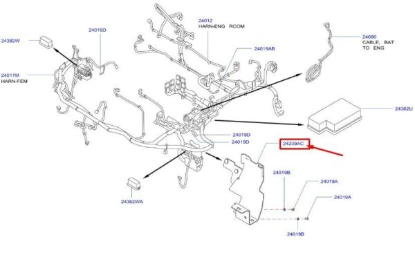 242304EA0E - NISSAN QASHQAI J11 MK2 Engine Room Wiring Bracket 242304EA0E NEW GENUINE