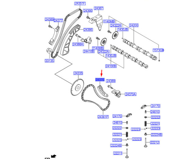243762A000 - Hyundai i30 MK3 Control Chain Lever 243762A000, NEW, ORIGINAL