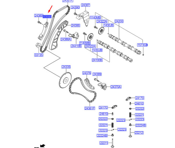 243772A000 - Hyundai i30 MK3 Control Chain Guide 243772A000 NEW ORIGINAL