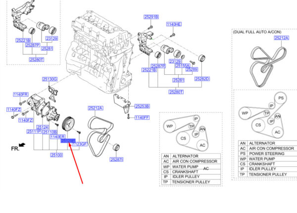251292G500 - Hyundai Santa Fe MK3 DM Water Pump Pulley 251292G500, Original Part