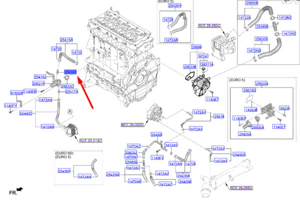 254162U000 - Hyundai Tucson NX4 MK4 Heating Return Nipple 254162U000, Original