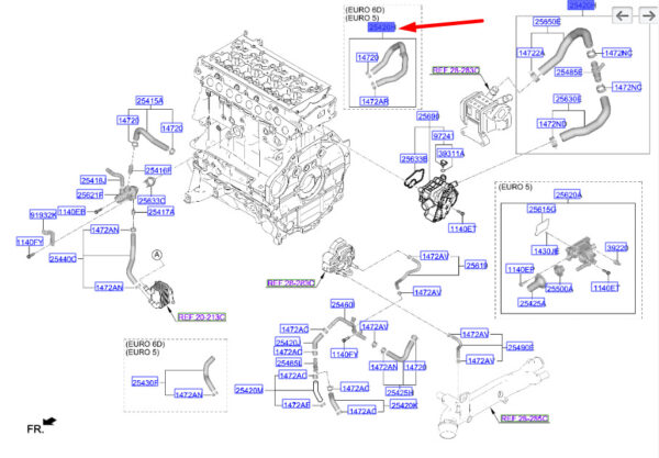 254702U001 - Hyundai Tucson NX4 MK4 EGR Cooler Inlet Hose 254702U001, Original Part