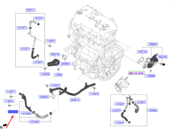 2547204200 - Hyundai Kona MK1 Return Tube 2547204200 NEW ORIGINAL