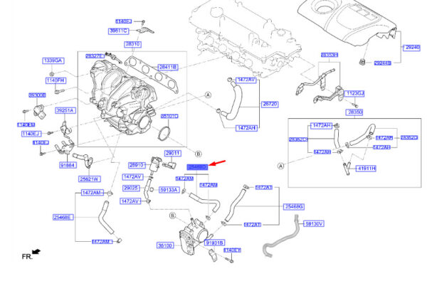 254722B710 - Hyundai Kona MK1 Wasserschlauch D Assy 254722B710 NEU ORIGINAL