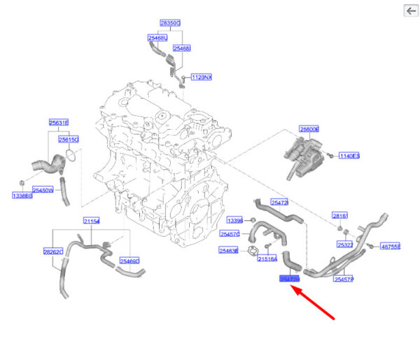 254722M810 - Hyundai Tucson NX4 MK4 Heating Hose 254722M810, Original Part