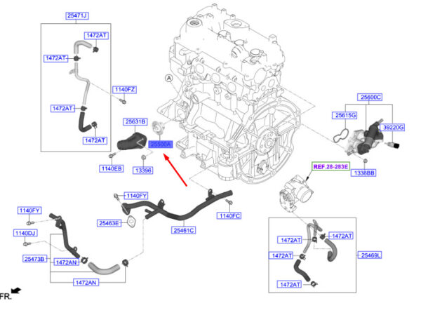 255002B400 - Thermostat for Hyundai Kona MK1 255002B400, Original Part