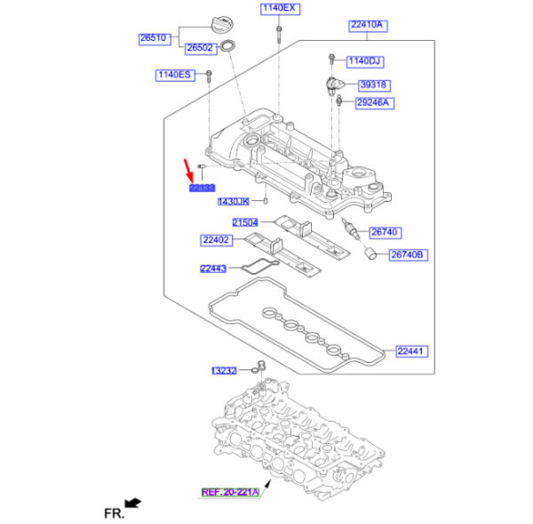 2562102550 - Hyundai Kona MK1 rocker arm cover nipple 2562102550 NEW ORIGINAL