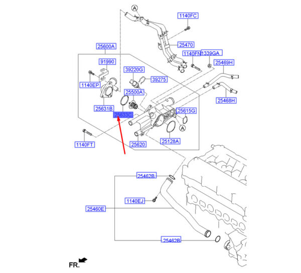 256332G000 - Hyundai Santa Fe MK3 DM Gasket for Water Inlet Faucet 256332G000part