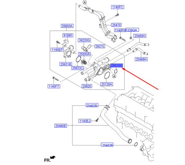 256422G500 - Hyundai Santa Fe MK3 DM Thermostat Housing Gasket 256422G500 NEW ORIGINAL