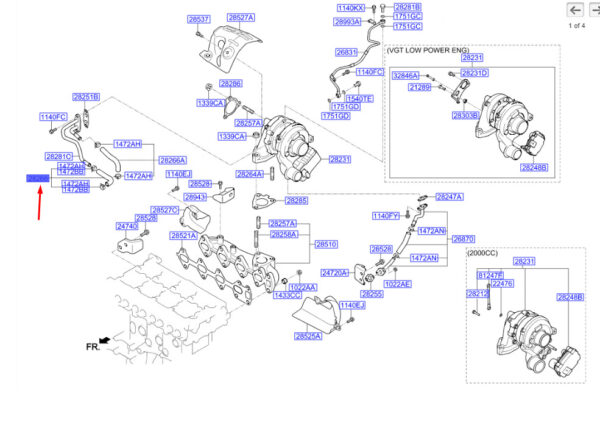 256702F700 - Hyundai Santa Fe MK3 DM Water Turbo Outlet Hose 256702F700, Original Part