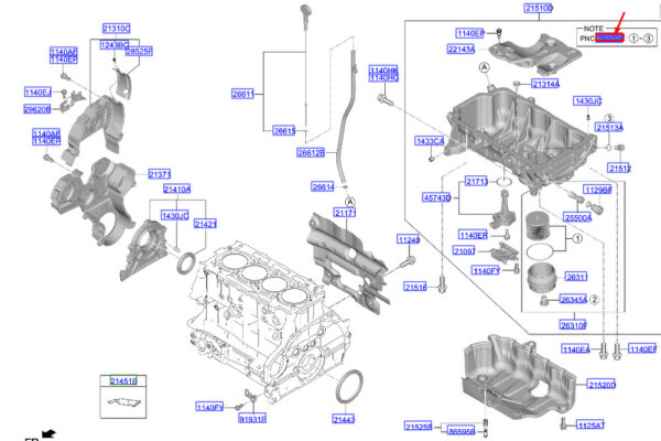 263202U000 - Hyundai Tucson NX4 MK4 Oil Filter Service Kit 263202U000, Original