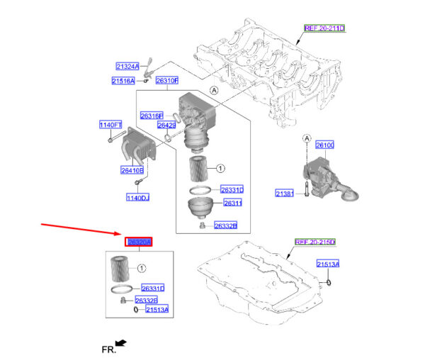 263502S001 - Hyundai Tucson NX4 MK4 Oil Filter Service Kit 263502S001, Genuine