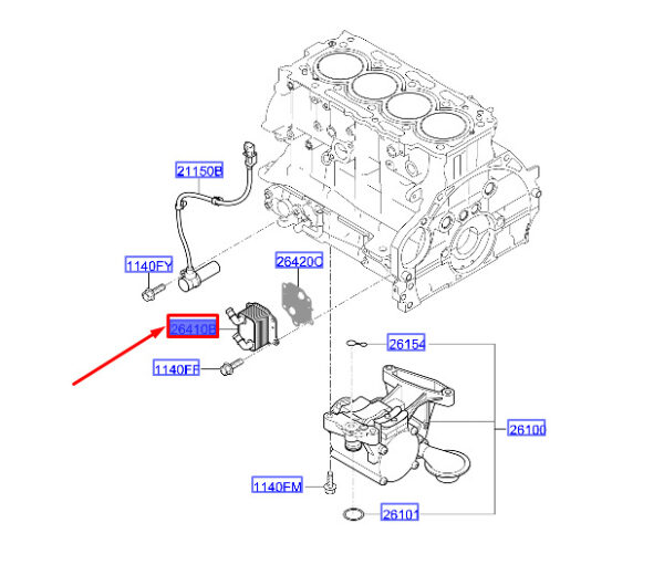264102U000 - Hyundai Tucson NX4 MK4 Oil Cooler 264102U000, Original Part