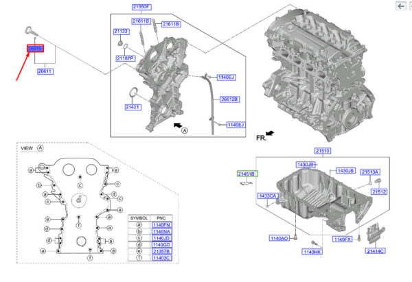 266152B000 - Hyundai Tucson NX4 MK4 O Ring for Oil Level Indicator Bar 266152B000, Original Part