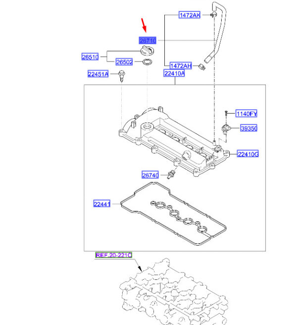 2671003090 - Hyundai i30 MK3 Breather Hose 2671003090, Genuine Part