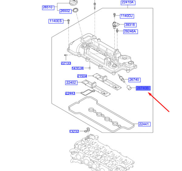 267192B610 - HYUNDAI KONA MK1 PCV Valve Pad 267192B610 NEW GENUINE