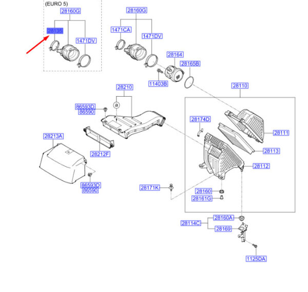 281352W070 - HYUNDAI SANTA FÉ MK3 DM Air Intake Hose Clamp 281352W070 NEW GENUINE