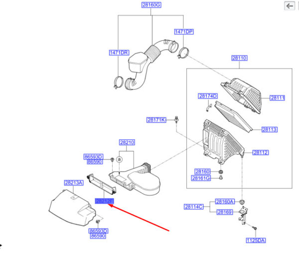 282122W150 - Hyundai Santa Fe MK3 DM Air Extension Channel 282122W150 NEW ORIGINAL