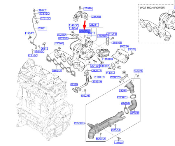 282162U000 - Hyundai Tucson NX4 MK4 Turbocharger Fuse Ring 282162U000, Original Part