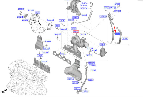 282382B720 - Hyundai Kona MK1 Water Turbo Outlet Hose 282382B720, Original Part