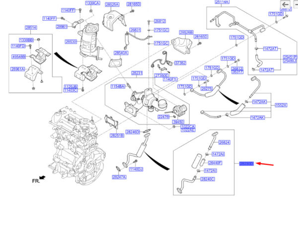 2824504502 - Hyundai Kona MK1 Turbo Ölablassschlauch Baugruppe 2824504502 NEU ORIGINAL