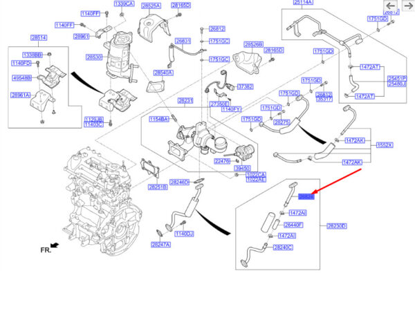 2824604501 - Hyundai Kona MK1 Turbo Ölablassrohr Baugruppe 2824604501 NEU ORIGINAL