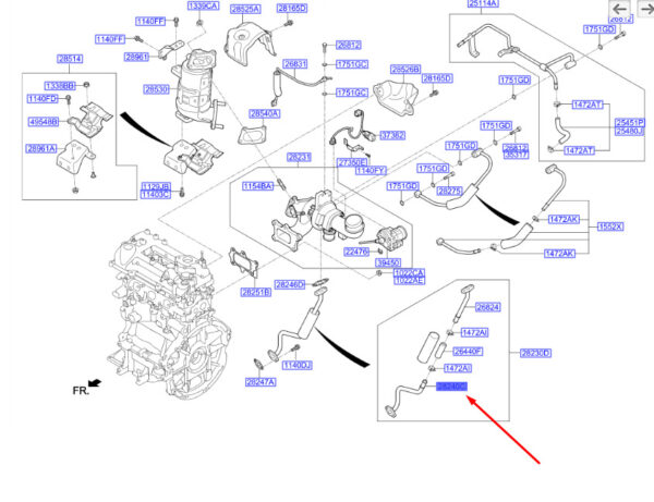 2824704501 - Hyundai Kona MK1 Turbo Ölablassrohr Baugruppe 2824704501 NEU ORIGINAL