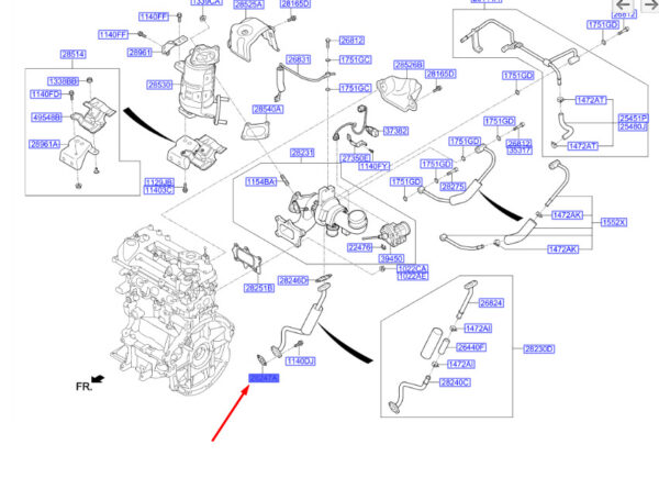2824704560 - Hyundai Kona MK1 Turbo Oil Drain B Gasket 2824704560 NEW Original