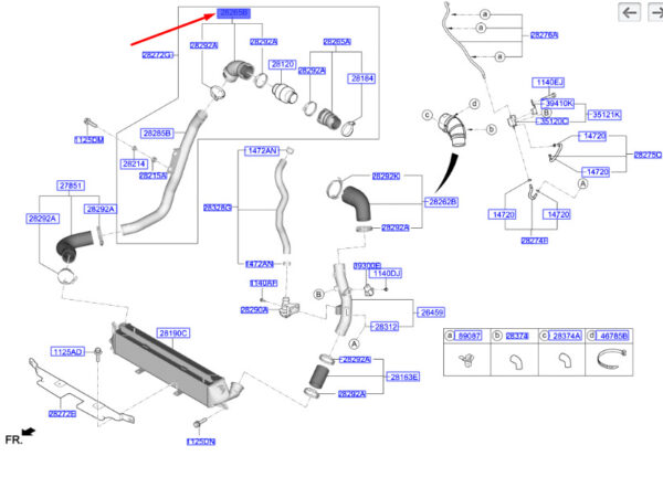 282522B760 - Hyundai Kona MK1 Intercooler Inlet B Hose 282522B760 NEW ORIGINAL
