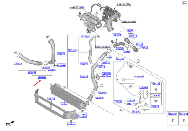 282602L000 - Hyundai i20 MK3 Ladeluftkühler-Auslassschlauch Baugruppe 282602L000 NEU ORIGINAL