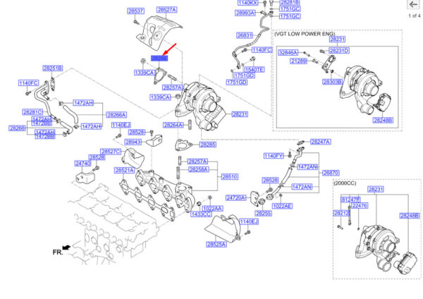 282862F000 - Hyundai Santa Fe MK3 DM Turbo Outlet Gasket 282862F000, Original