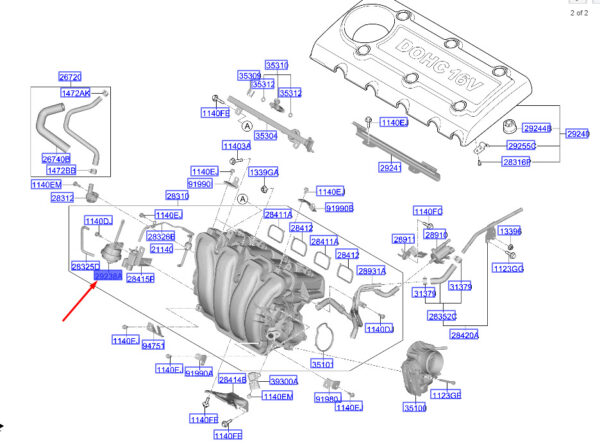 283212G000 - Hyundai Santa Fe MK3 DM actuator for variable intake system 283212G000part