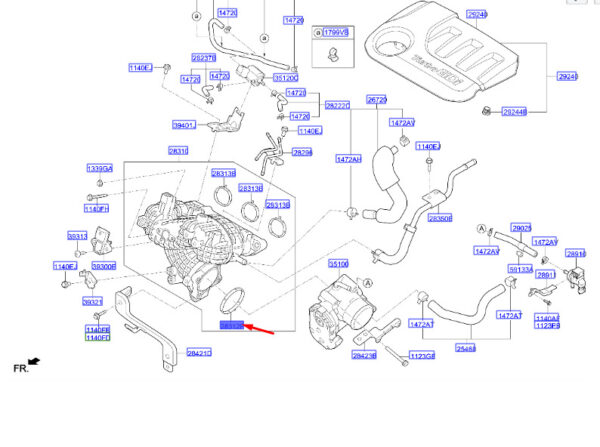 2841104510 - Hyundai Kona MK1 Gasket for Electric Throttle Control 2841104510part