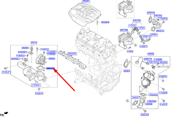 284202U000 - Hyundai Tucson NX4 MK4 Electronic AGR Gasket 284202U000, NEW, ORIGINAL