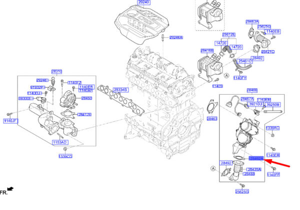 284932U000 - Hyundai Tucson NX4 MK4 EGR Pipe Gasket 284932U000, NEW, ORIGINAL