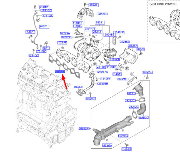 285132U000 - Hyundai Tucson NX4 MK4 Exhaust Firm Gasket 285132U000, NEW, ORIGINAL