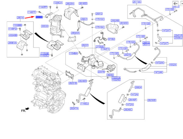 2852704500 - Hyundai Kona MK1 catalyst mount 2852704500, original part