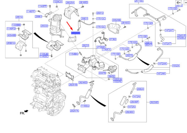 2853504HA0 - Hyundai Kona MK1 Catalyst Body Gasket 2853504HA0, New Original