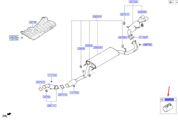 28641C8600 - Hyundai Santa FE MK3 DM exhaust pipe clamp 28641C8600 NEW ORIGINAL