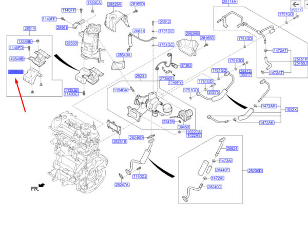 2896104500 - Hyundai Kona MK1 Warm Up Catalyst Mount 2896104500, New Original