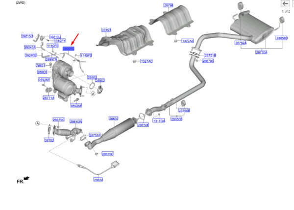 289982U000 - Hyundai Kona MK1 Catalyst Particle Filter Front Tube 289982U000 NEW ORIGINAL