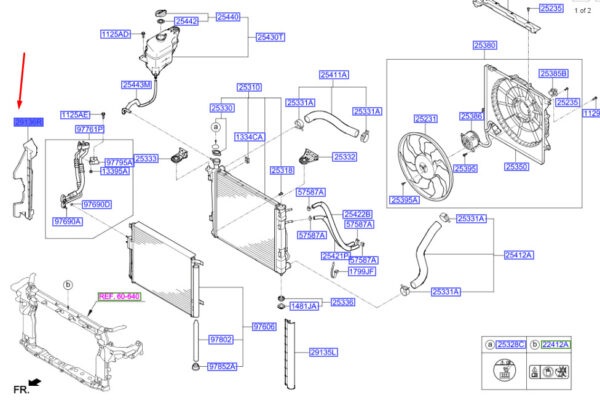 291342W500 - Hyundai Santa Fe MK3 DM air guide plate right 291342W500 NEW ORIGINAL