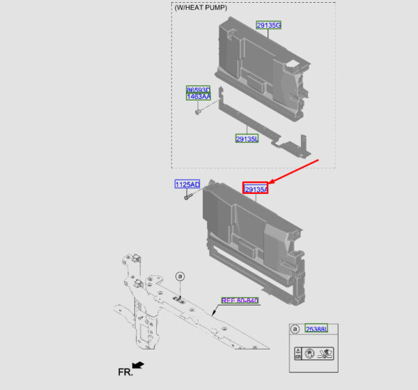 29135K4010 - Hyundai Kona Electric MK1 Air Guard 29135K4010, Original Part