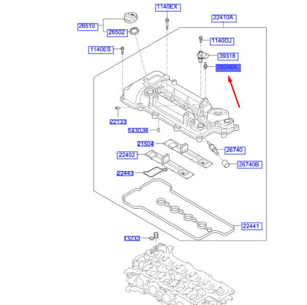 292432B400 - Hyundai Kona MK1 Engine Lid Mounting Screw 292432B400, Original