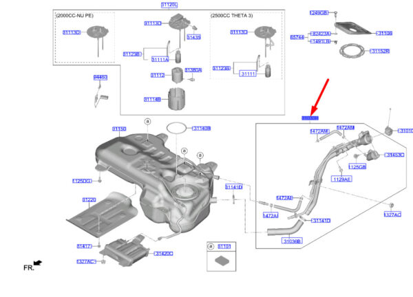 31030N7000 - Hyundai Tucson NX4 MK4 Kraftstofftank-Einfüllschlauch Baugruppe 31030N7000 NEU