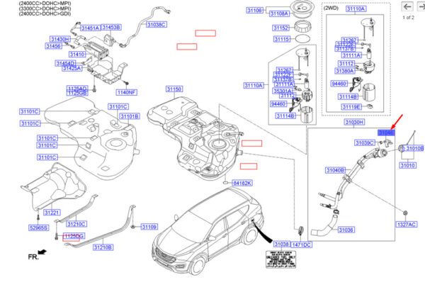 3104605000 - Hyundai Santa FE MK3 DM Tank Level Pipe Adapter 3104605000 NEW ORIGINAL