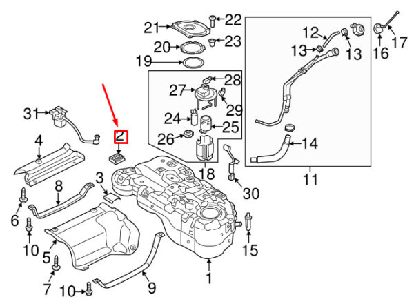 31101D3100 - KIA SPORTAGE QL MK4 Fuel Tank Pad 31101D3100 NEW GENUINE